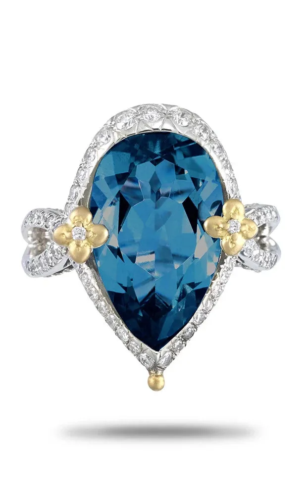 Flower Dance Ring – Diamond & London Blue Topaz