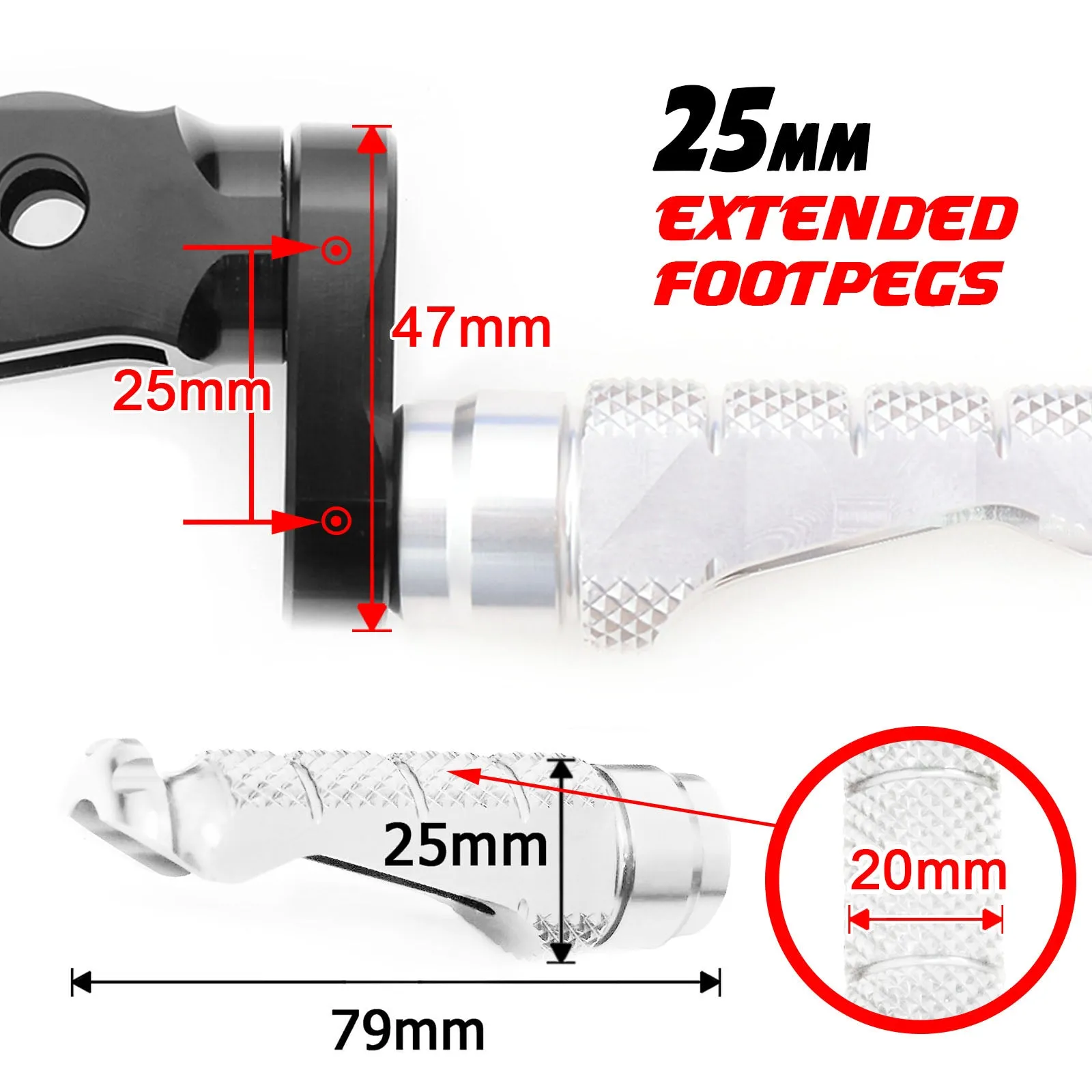 {Front}  Fits Triumph Speed Triple Street Cup R-FIGHT 25mm Adjustable Foot Pegs