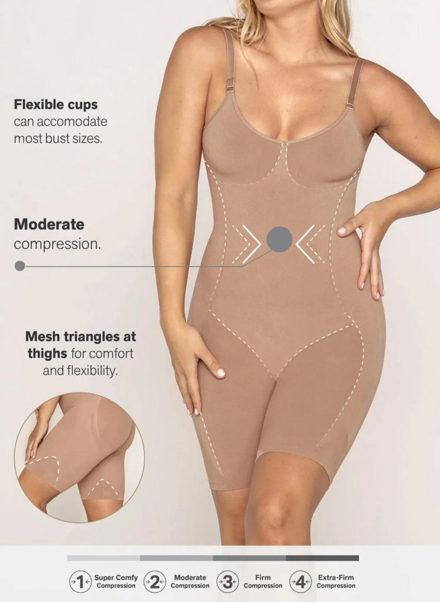 Full Coverage Seamless Smoothing Bodysuit - Nude