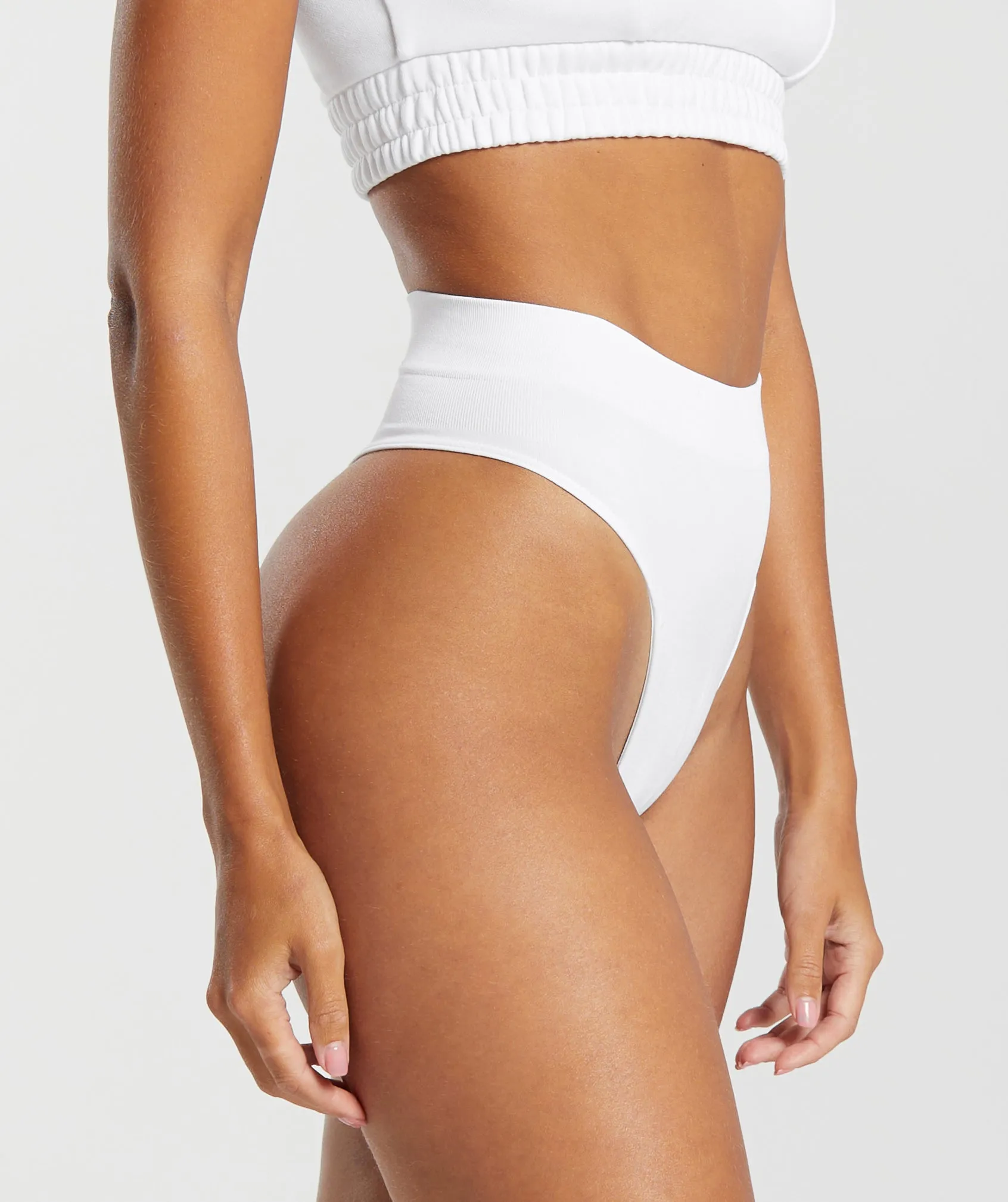 Gymshark Seamless High Waisted Thong - White