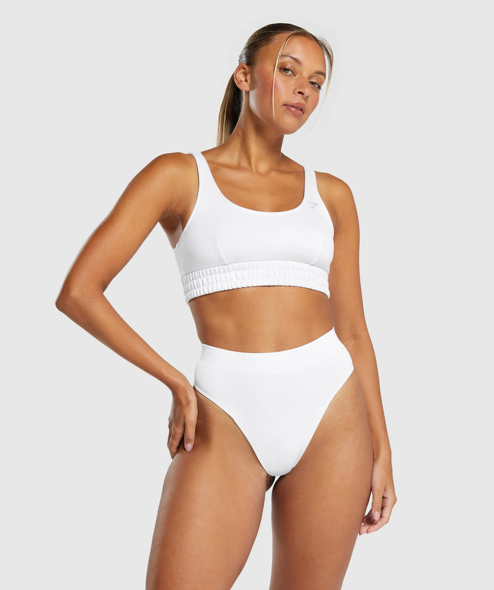 Gymshark Seamless High Waisted Thong - White