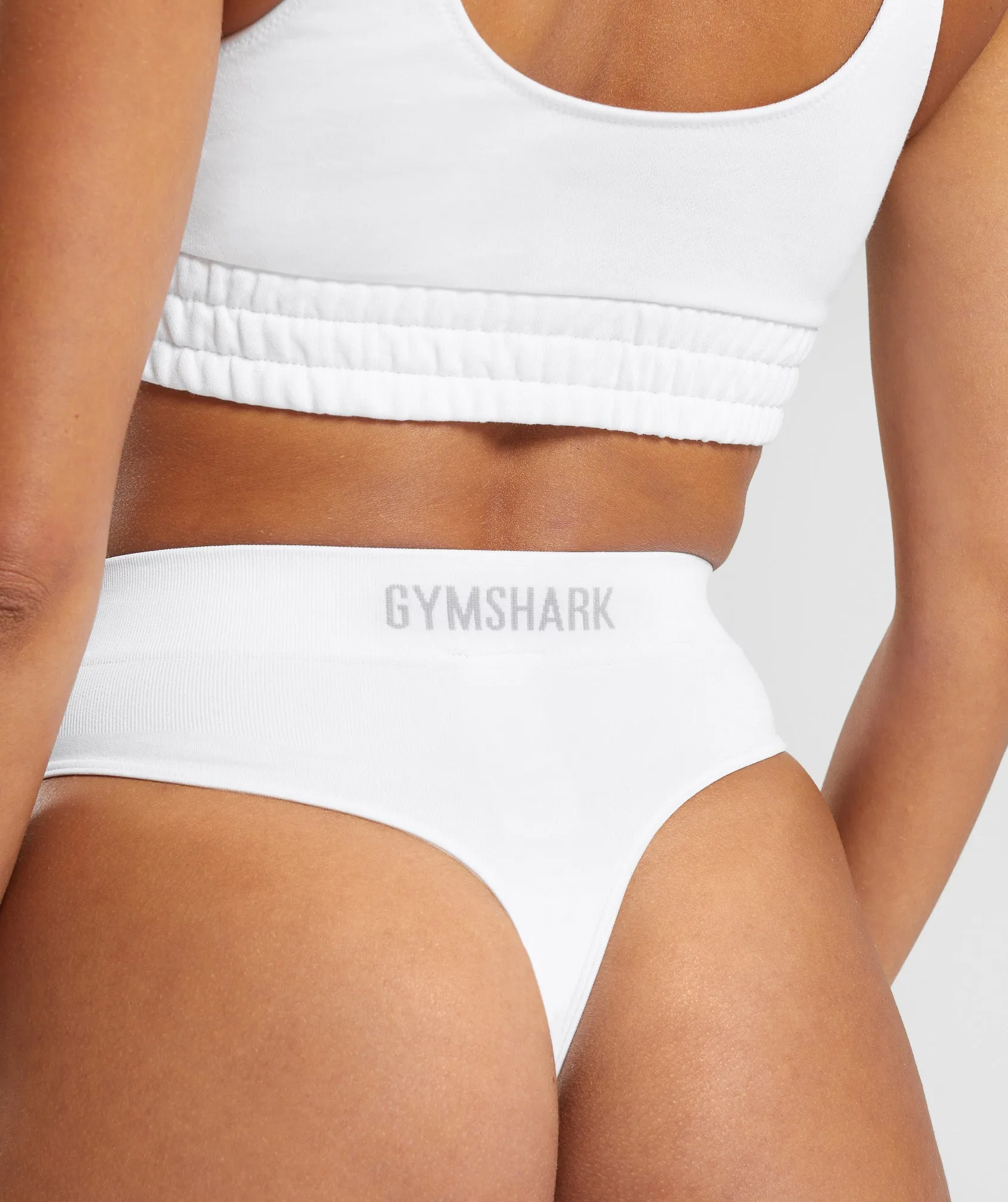 Gymshark Seamless High Waisted Thong - White
