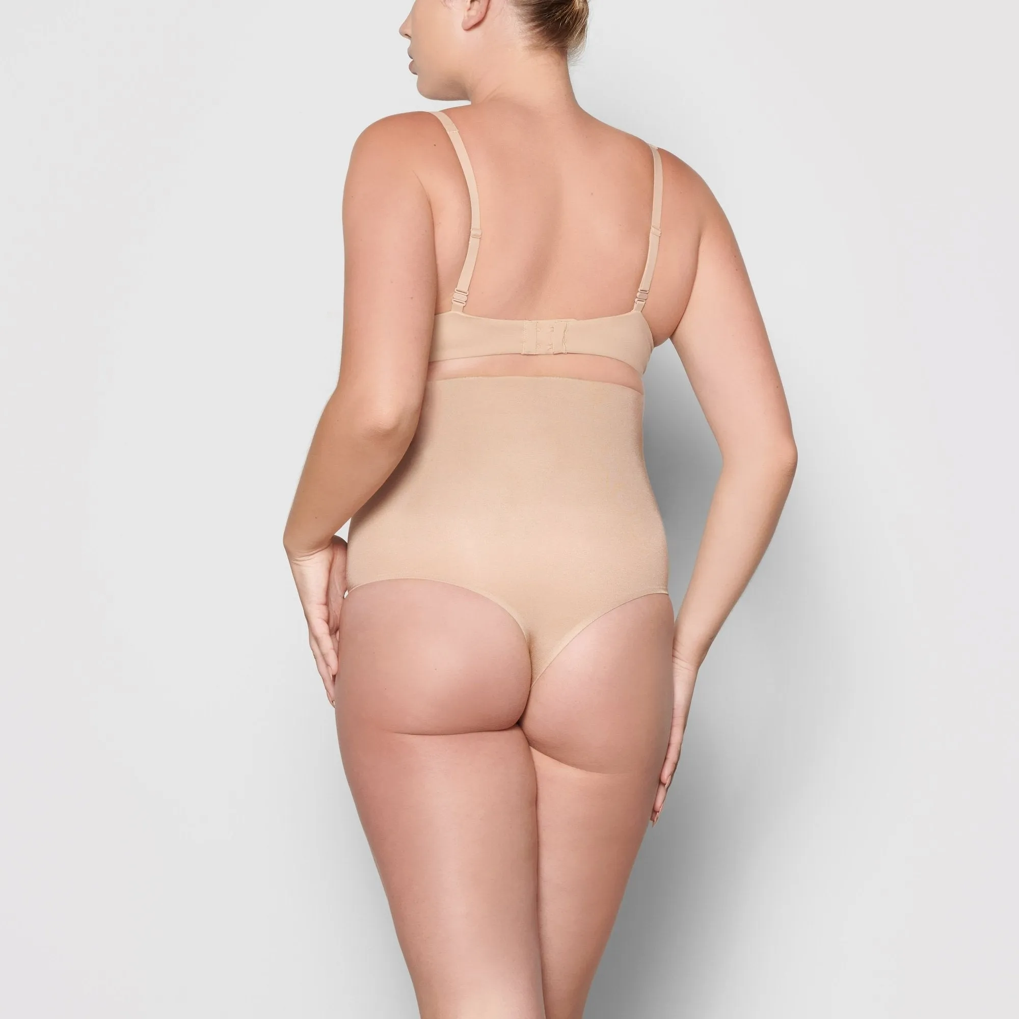 HIGH WAISTED BONDED THONG | CLAY