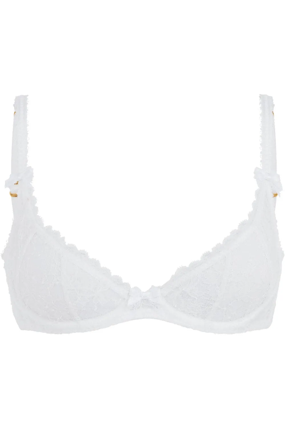 Hinda Demi Cup Plunge Bra White, Size UK 32D