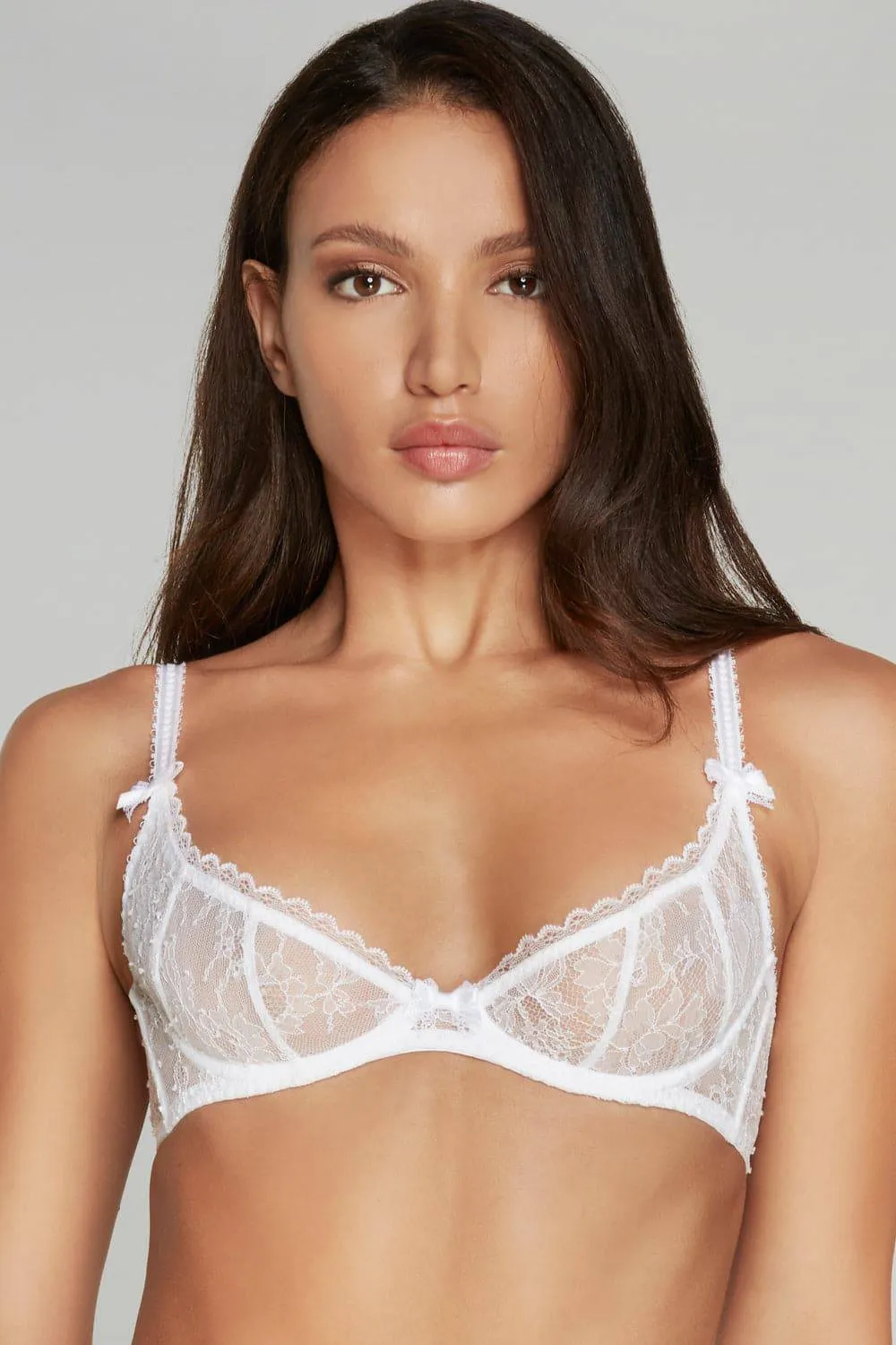 Hinda Demi Cup Plunge Bra White, Size UK 32D