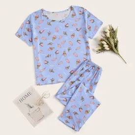 Ice Cream Print Pajama Set