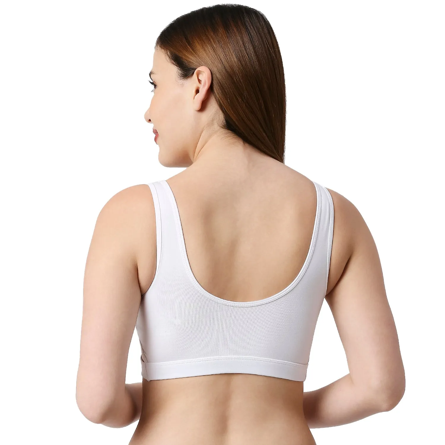JS 90-4 Padded Solid Low Impact Sports Bra White