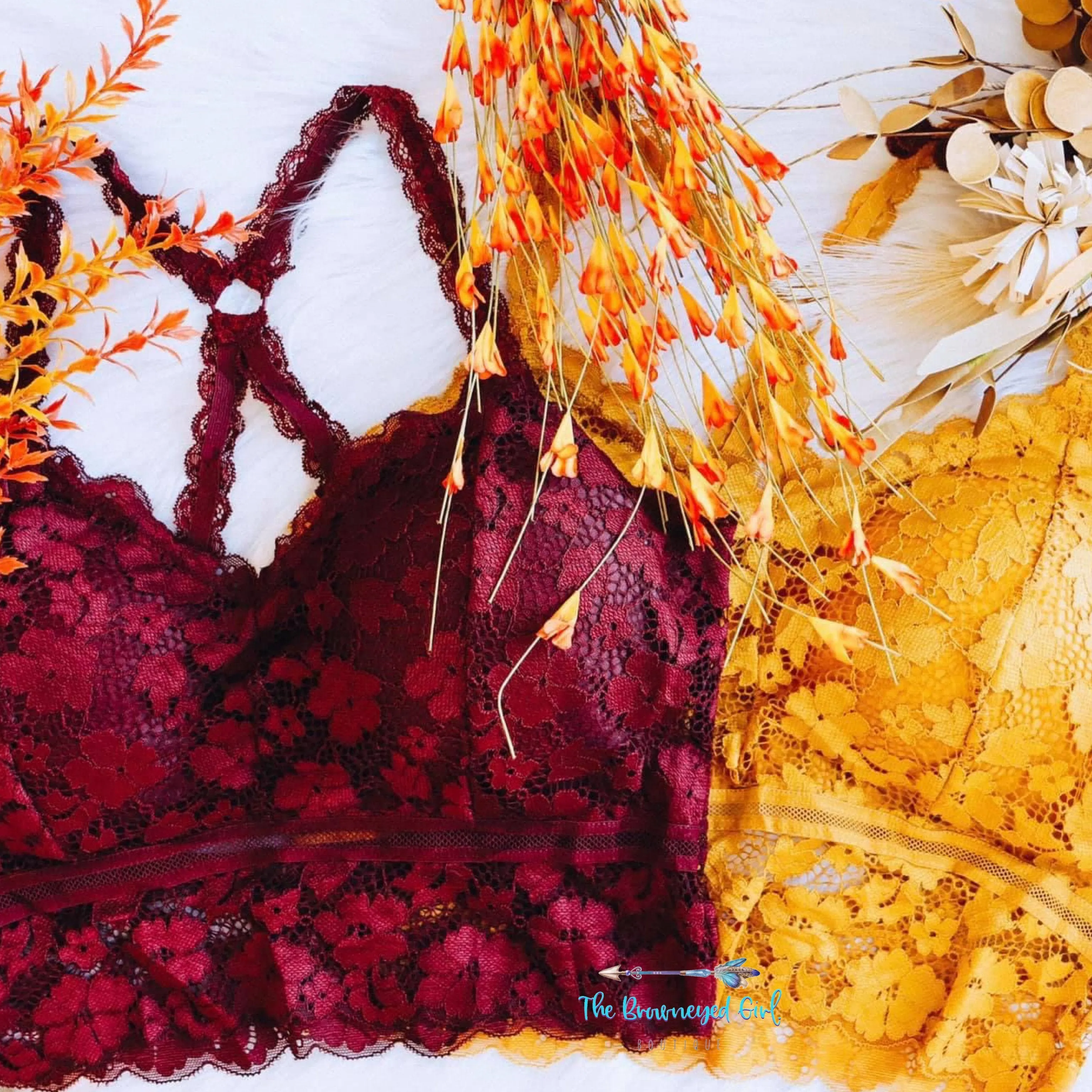Juliet Lace T-Back Bra White/Black/Burgundy/Mustard
