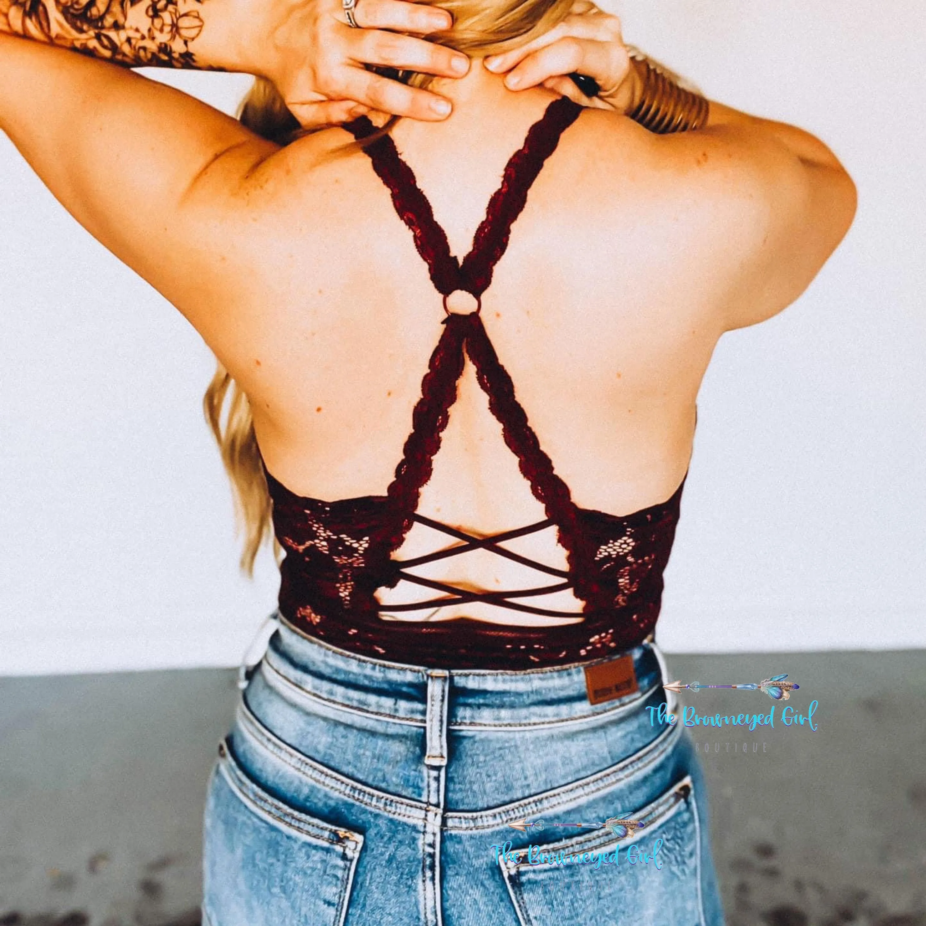 Juliet Lace T-Back Bra White/Black/Burgundy/Mustard