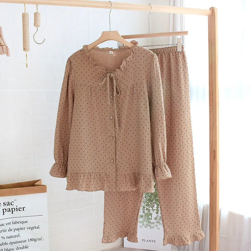 Lace Bow Collar Pajama Set