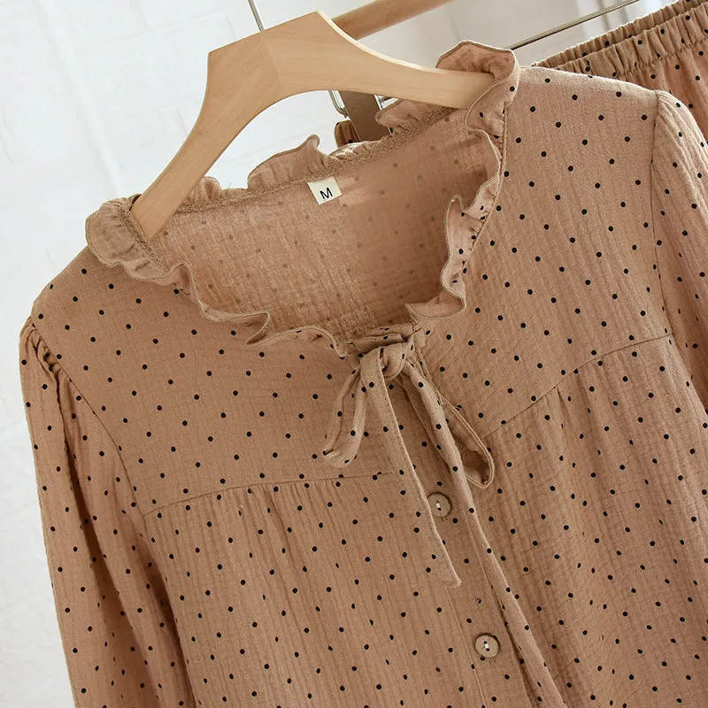 Lace Bow Collar Pajama Set