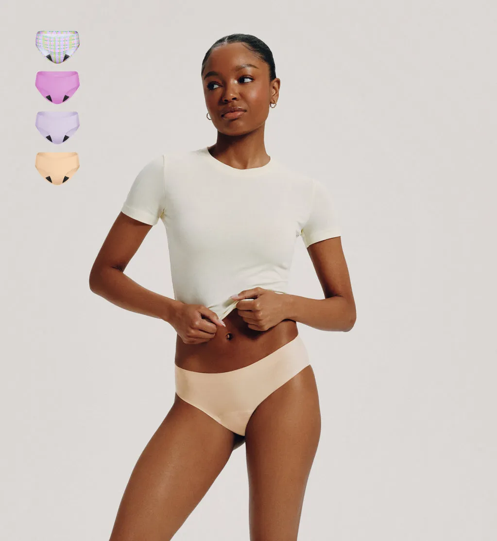 Leakproof UltraThin No-Show Underwear 4-Pack - Bikini