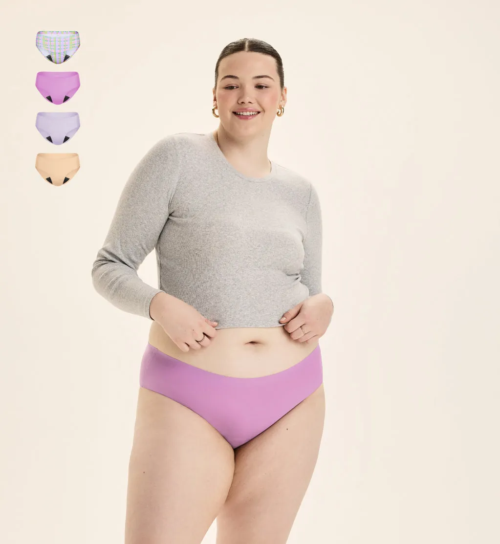 Leakproof UltraThin No-Show Underwear 4-Pack - Bikini