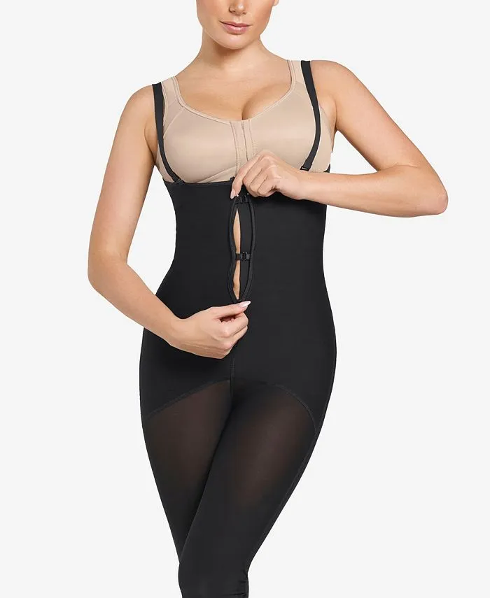 Leonisa Women's Mid-Calf Body Shaper with Hook and Zip, Black