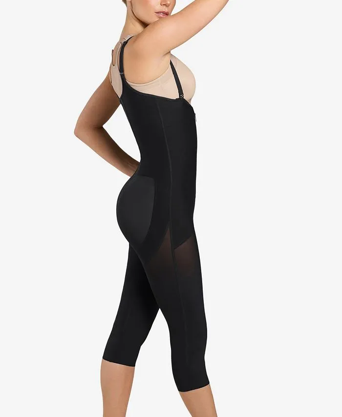 Leonisa Women's Mid-Calf Body Shaper with Hook and Zip, Black