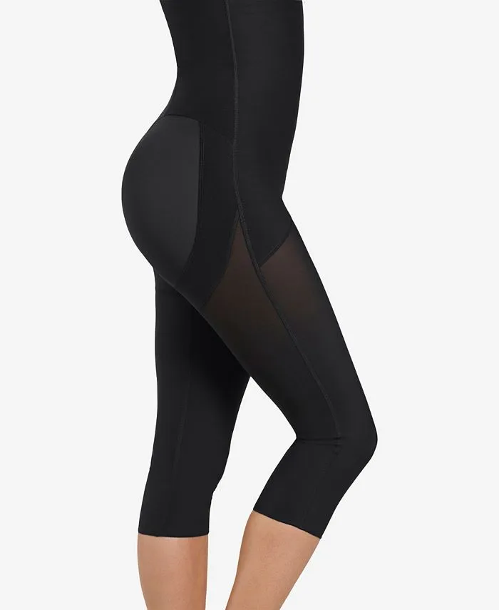 Leonisa Women's Mid-Calf Body Shaper with Hook and Zip, Black