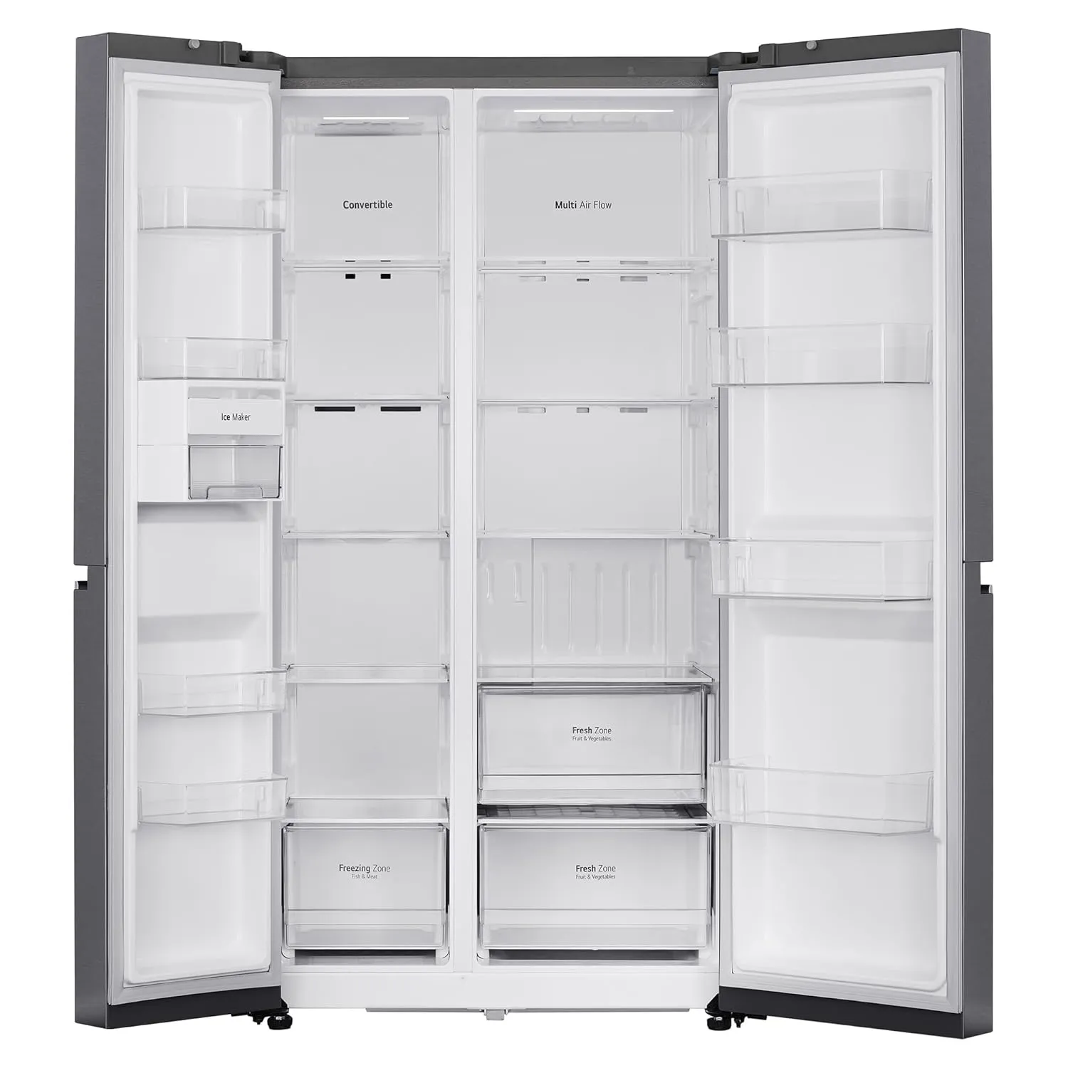 LG GL-B257HDS3 650 L Frost Free Smart Inverter Double Door Side By Side Refrigerator( Dazzle Steel, Convertible)