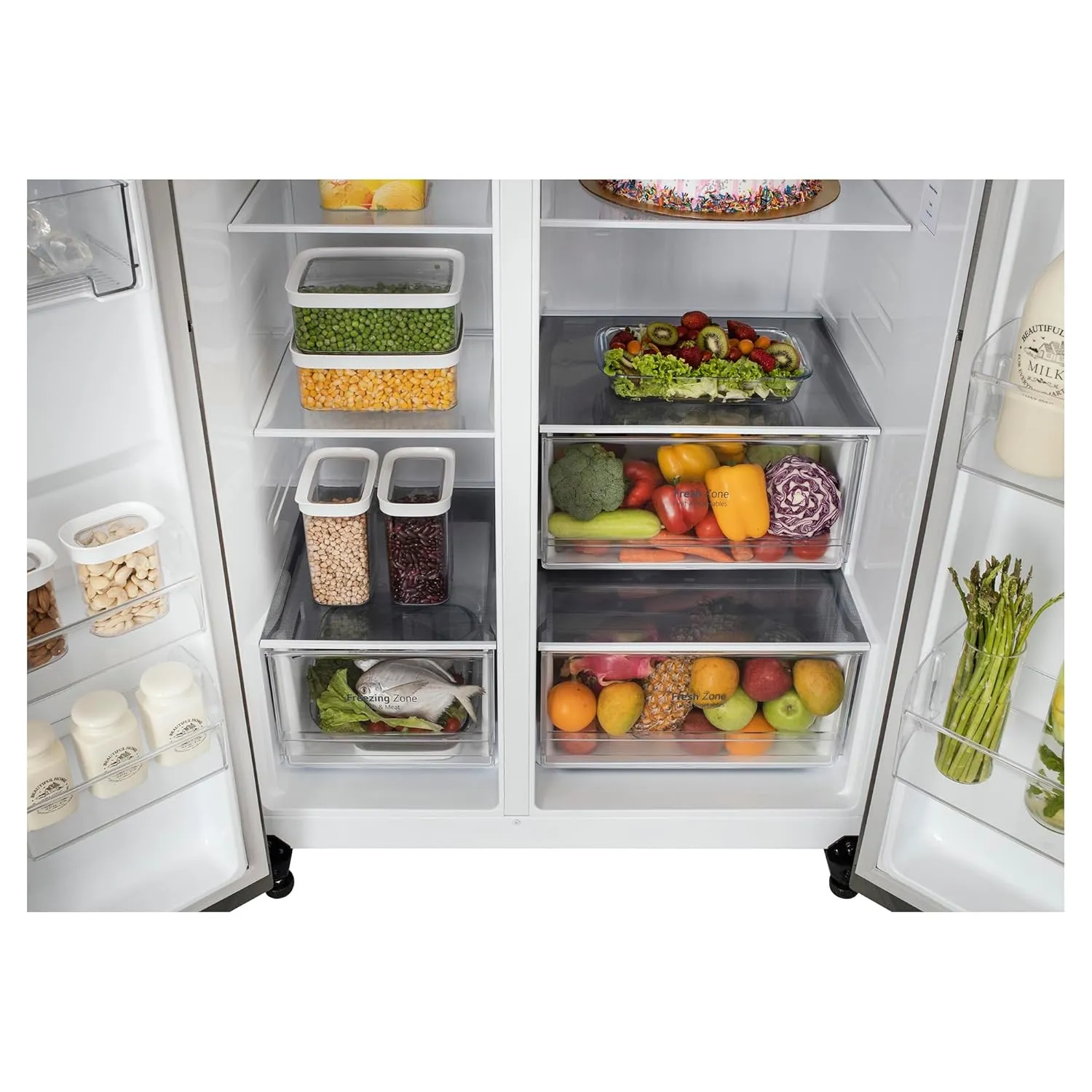 LG GL-B257HDS3 650 L Frost Free Smart Inverter Double Door Side By Side Refrigerator( Dazzle Steel, Convertible)