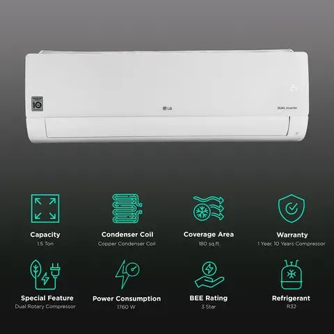 LG TS-H19VNXE Hot & Cold  5 in 1 Convertible 1.5 Ton 3 Star Dual Inverter Split AC ( Copper Condenser, HD Filter)