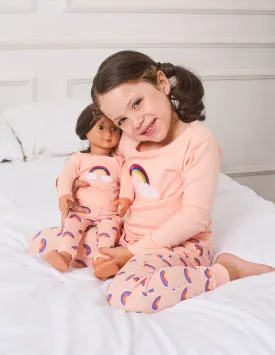 Matching Girl and Doll Cotton Retro Rainbow Pajamas