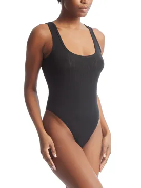 MellowLuxe Square Neck Bodysuit Black Sale