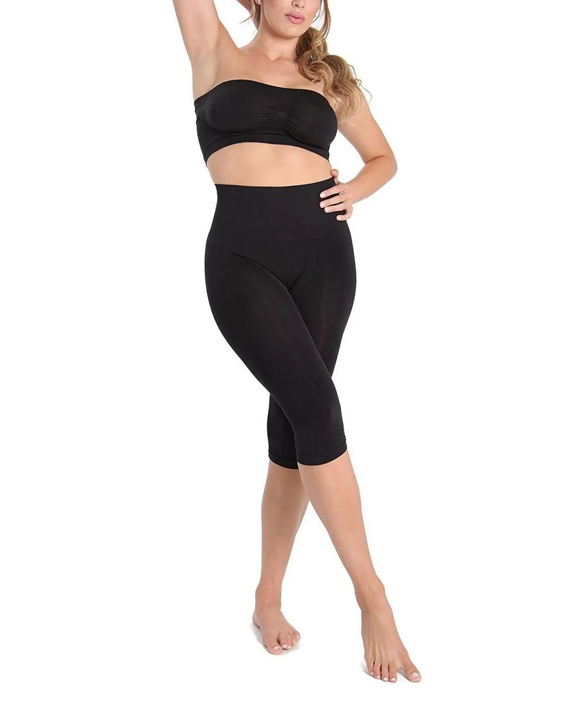MeMoi Women's High Waist Shapewear Capris, Black