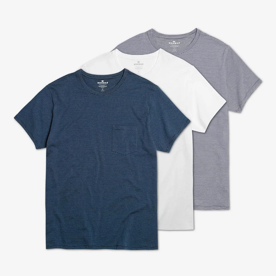Men's Pima Cotton Pocket Crew Neck T-Shirt 3-Pack