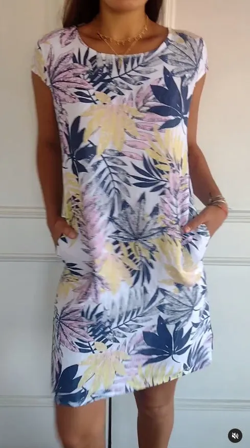 MOTHER'S DAY HOT SALE 50% OFFWomen's Cotton Loose Printed Dress (BUY MORE SAVE MORE)
