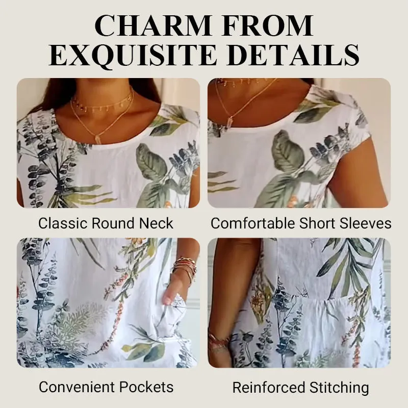 MOTHER'S DAY HOT SALE 50% OFFWomen's Cotton Loose Printed Dress (BUY MORE SAVE MORE)