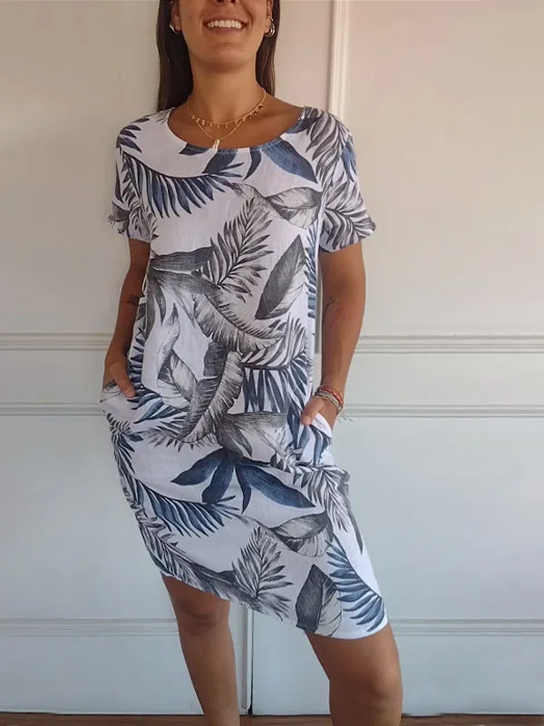 MOTHER'S DAY HOT SALE 50% OFFWomen's Cotton Loose Printed Dress (BUY MORE SAVE MORE)