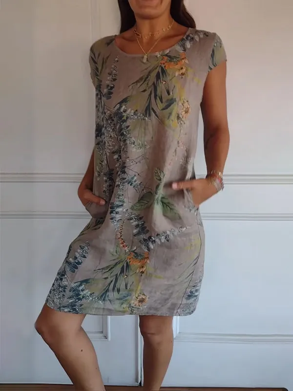 MOTHER'S DAY HOT SALE 50% OFFWomen's Cotton Loose Printed Dress (BUY MORE SAVE MORE)