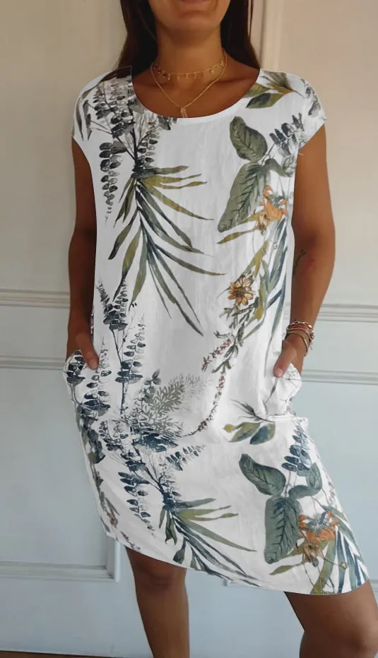 MOTHER'S DAY HOT SALE 50% OFFWomen's Cotton Loose Printed Dress (BUY MORE SAVE MORE)