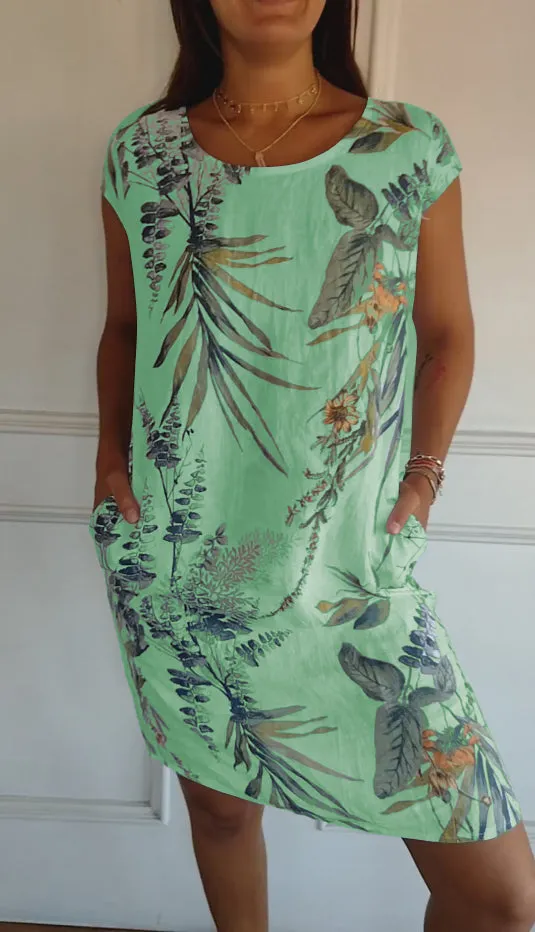 MOTHER'S DAY HOT SALE 50% OFFWomen's Cotton Loose Printed Dress (BUY MORE SAVE MORE)