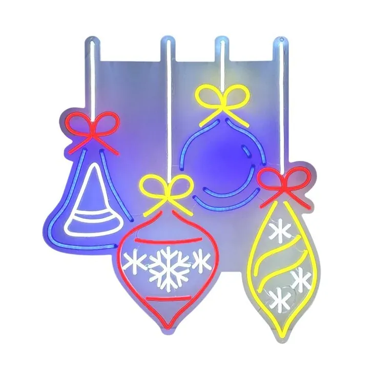 Neon Hanging Baubles Sign 80 x 72cm