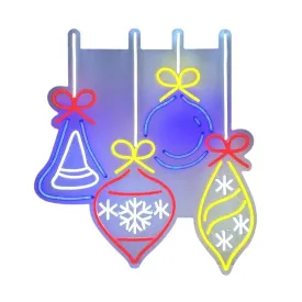Neon Hanging Baubles Sign 80 x 72cm