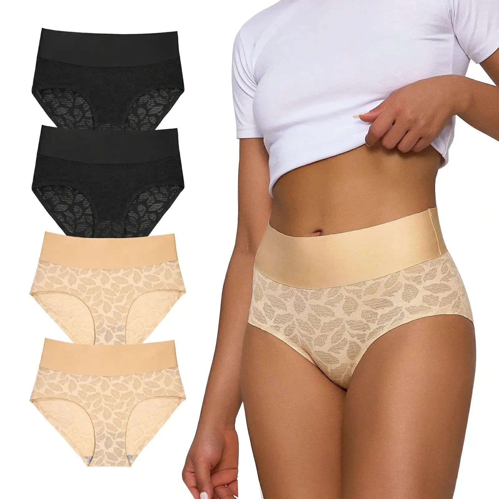 No Show Lace Shaping Underwear High Waisted 5 Pack