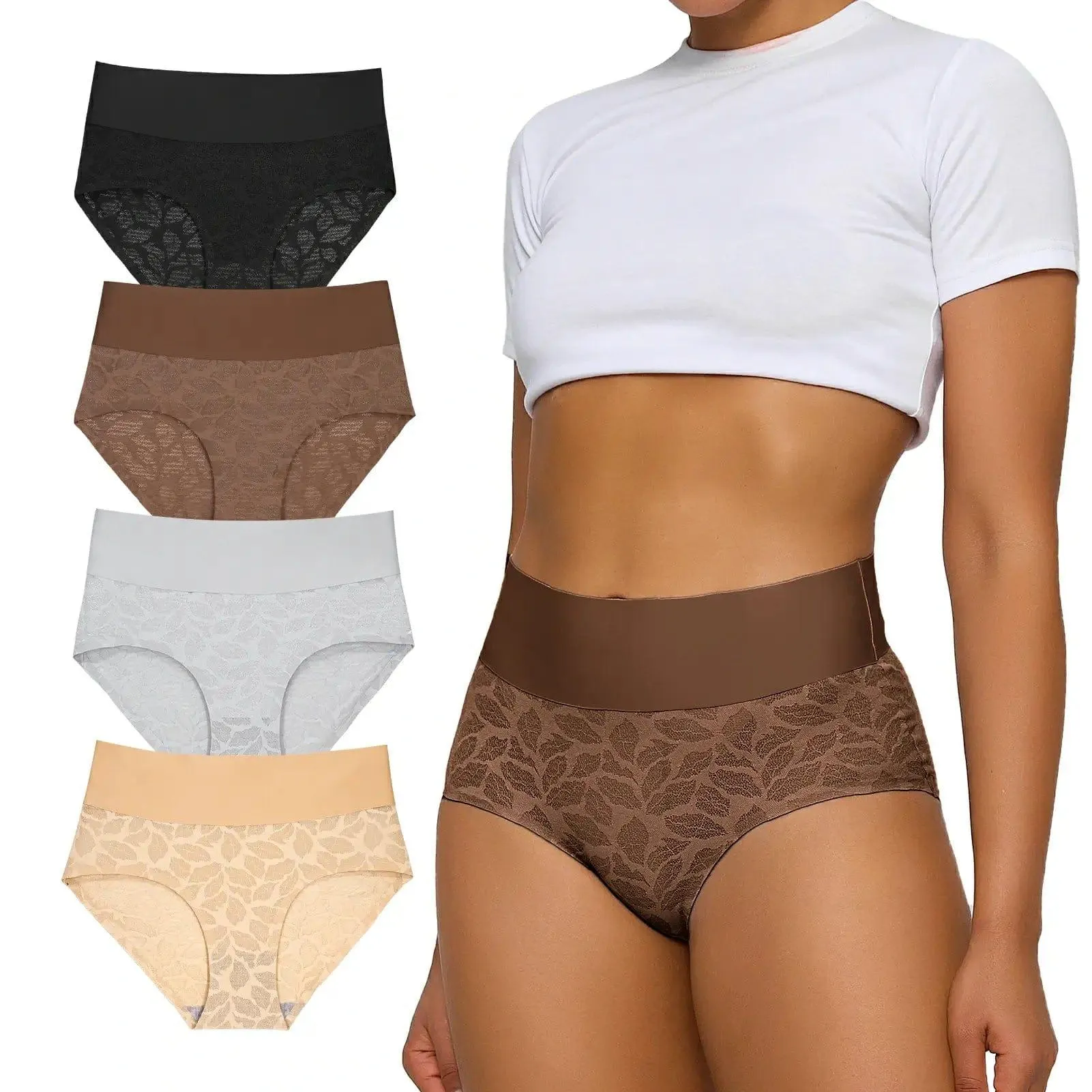 No Show Lace Shaping Underwear High Waisted 5 Pack