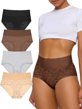No Show Lace Shaping Underwear High Waisted 5 Pack