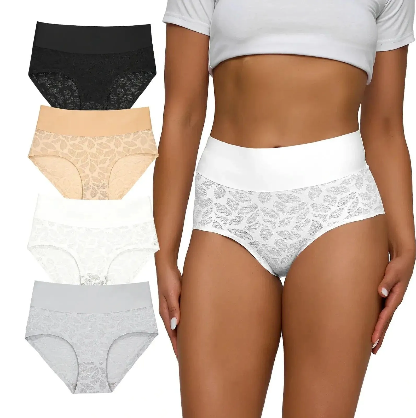 No Show Lace Shaping Underwear High Waisted 5 Pack