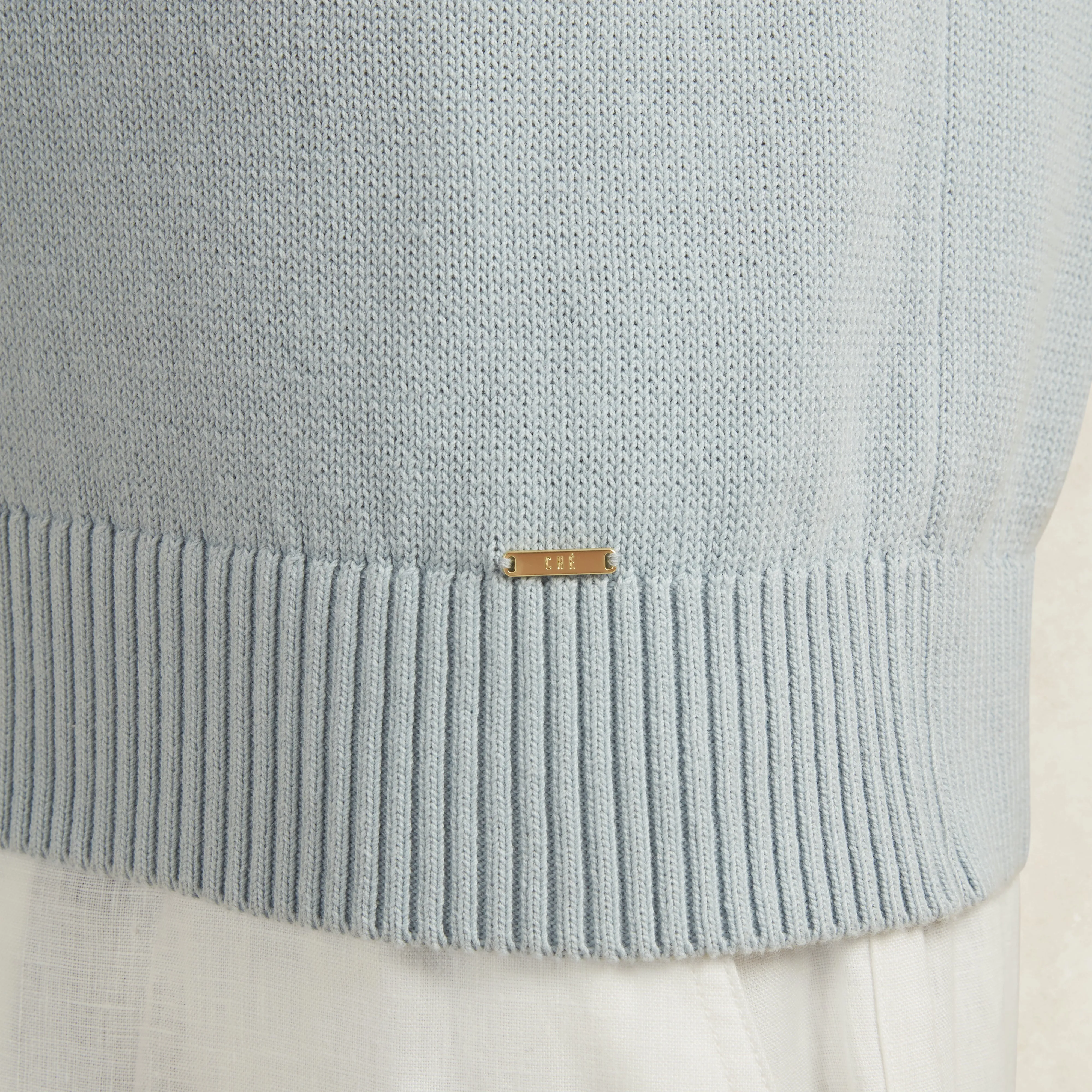 ONDAS COTTON JACQUARD KNIT POLO - POWDER BLUE