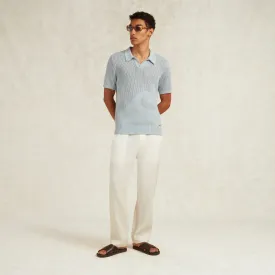 ONDAS COTTON JACQUARD KNIT POLO - POWDER BLUE