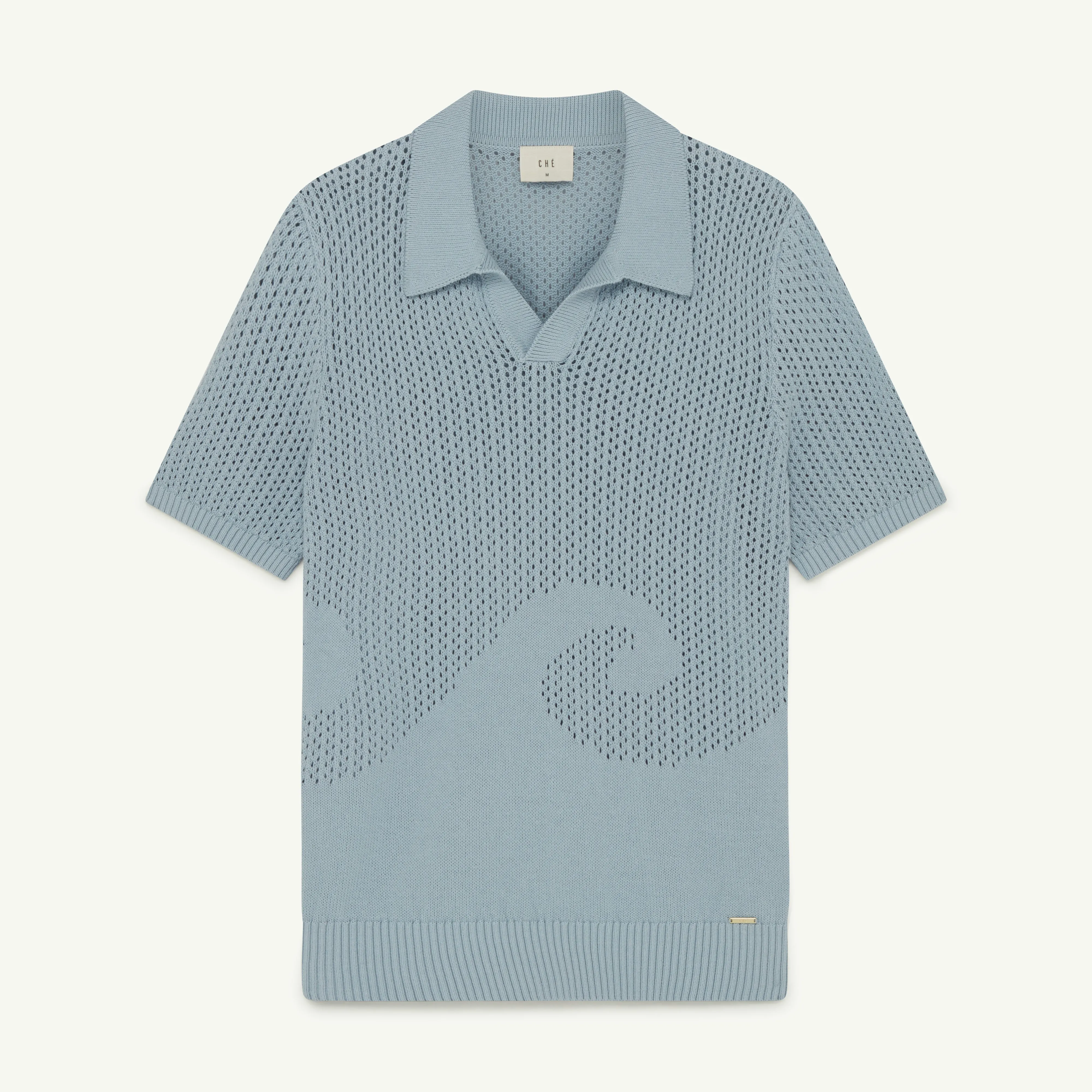 ONDAS COTTON JACQUARD KNIT POLO - POWDER BLUE