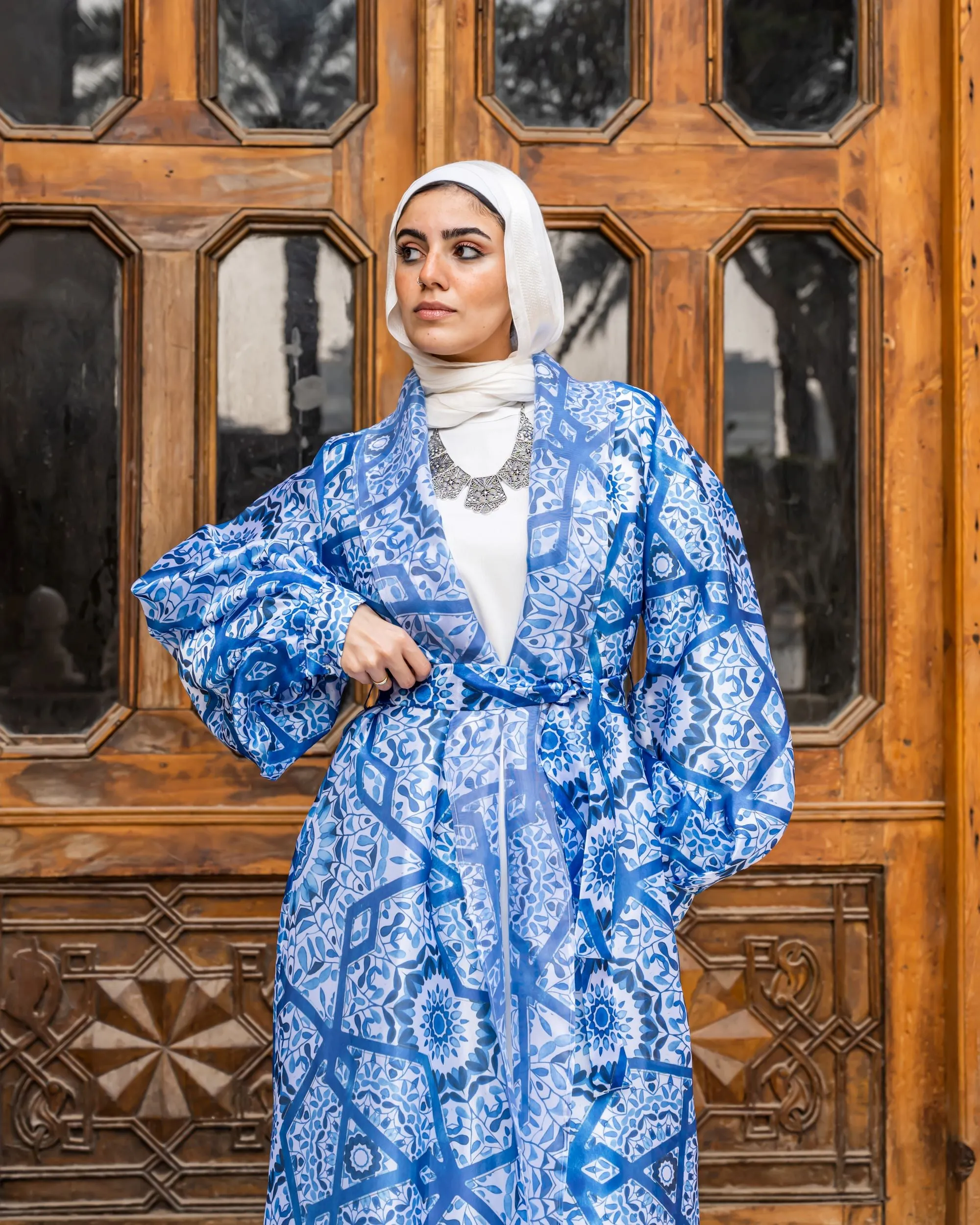 Organza Cardigan-Blue