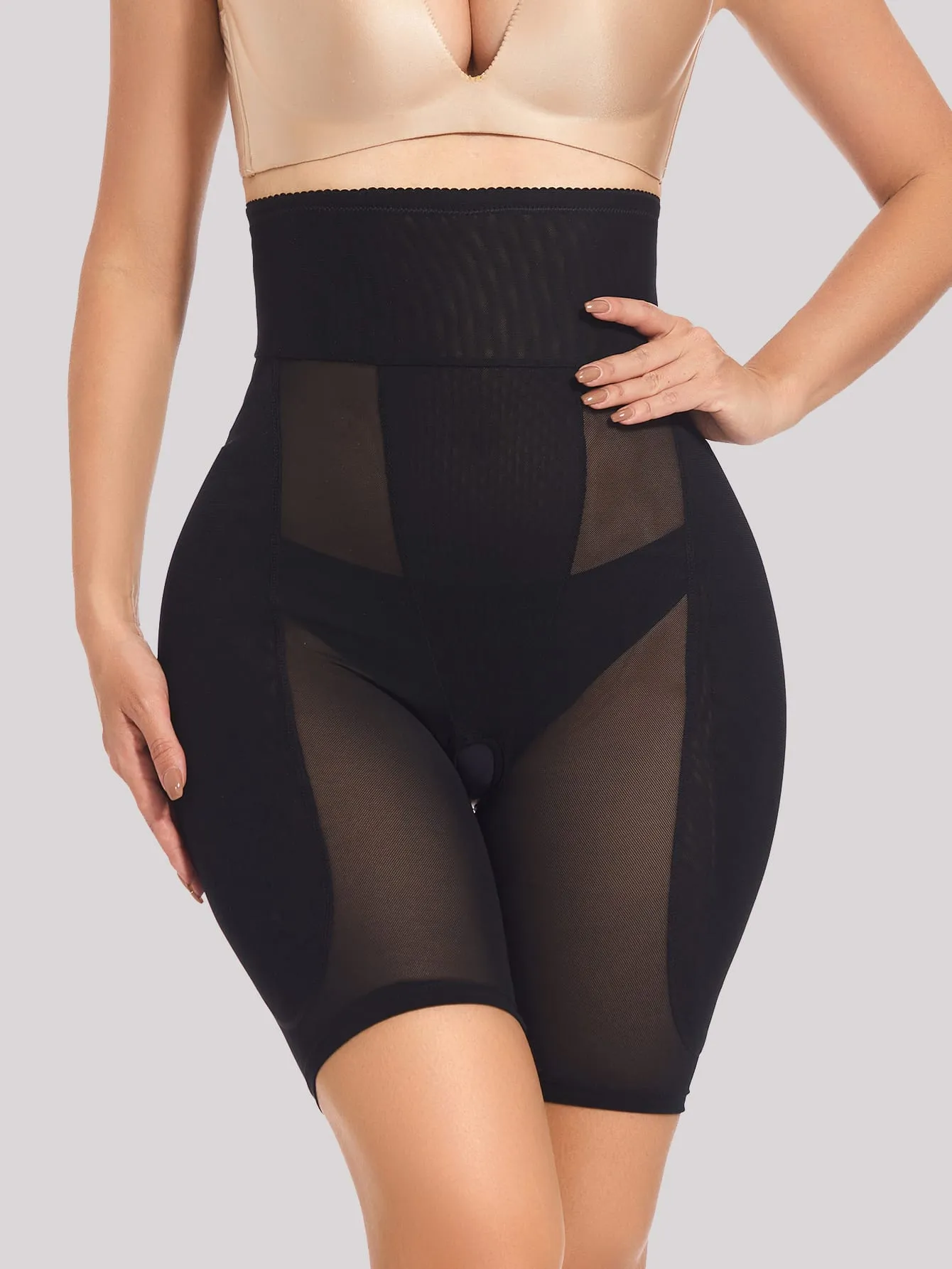 Removable Padded Hip Lift High Waist Boxer Shapewear