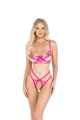 Roma 2PC Floral Bra Set with Cutout Underboob Roma Confidential