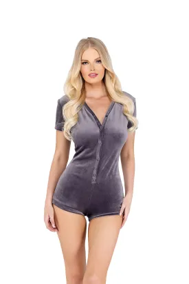 Roma Super Soft & Cozy Velour Romper with Snap Buttons Roma Confidential