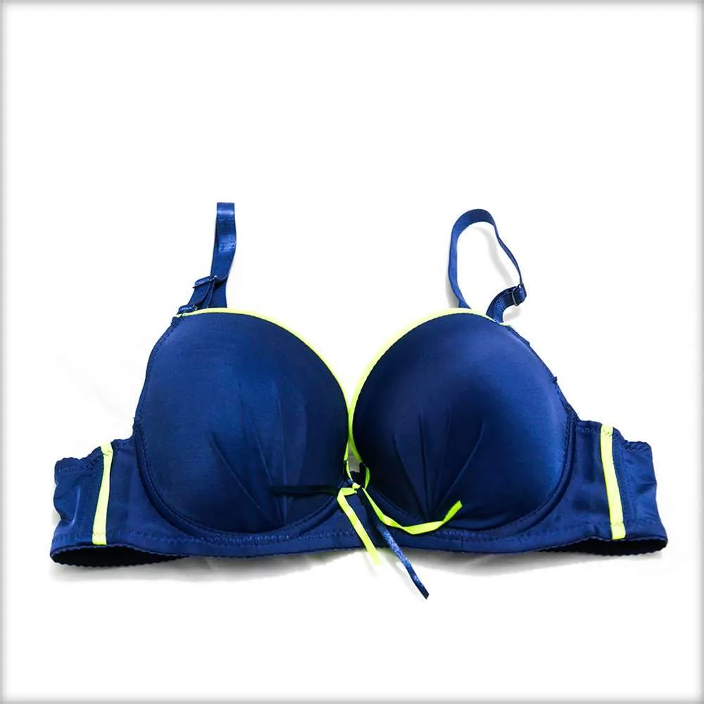 Royal Blue Single Padded Bra & Panty Set with Removable Straps