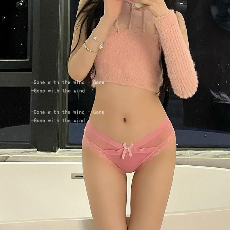 Seamless Mesh Sexy Bow Lace Underwear