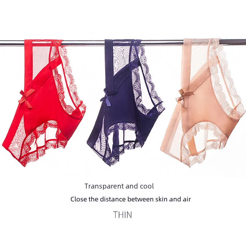 Seamless Mesh Sexy Bow Lace Underwear