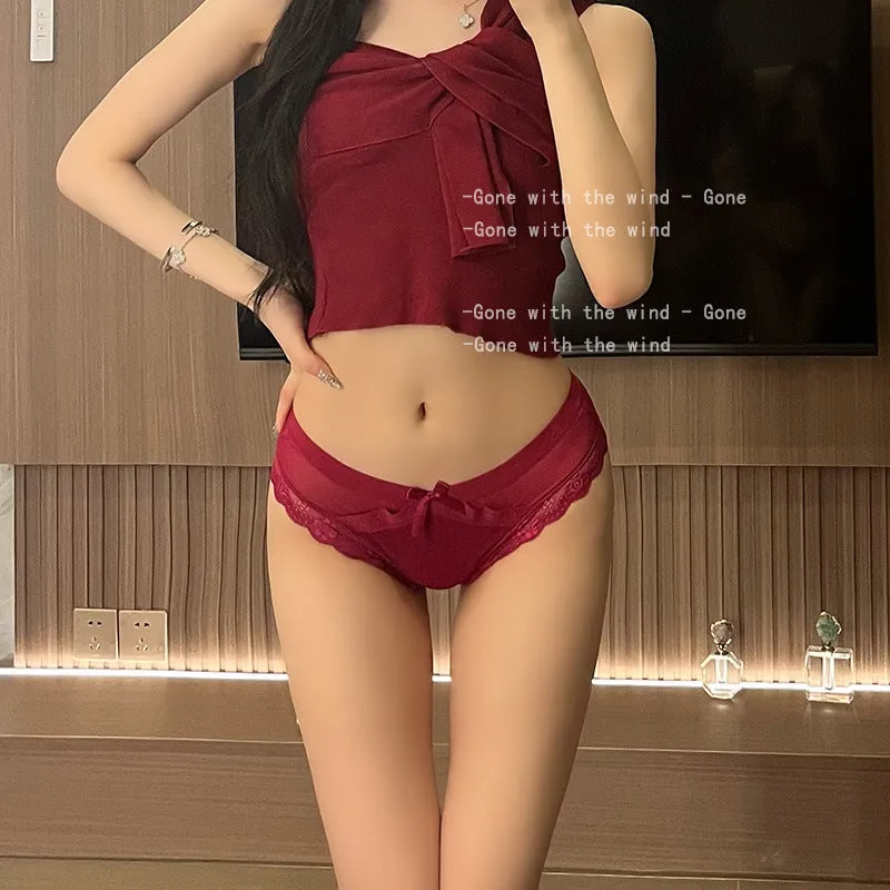Seamless Mesh Sexy Bow Lace Underwear